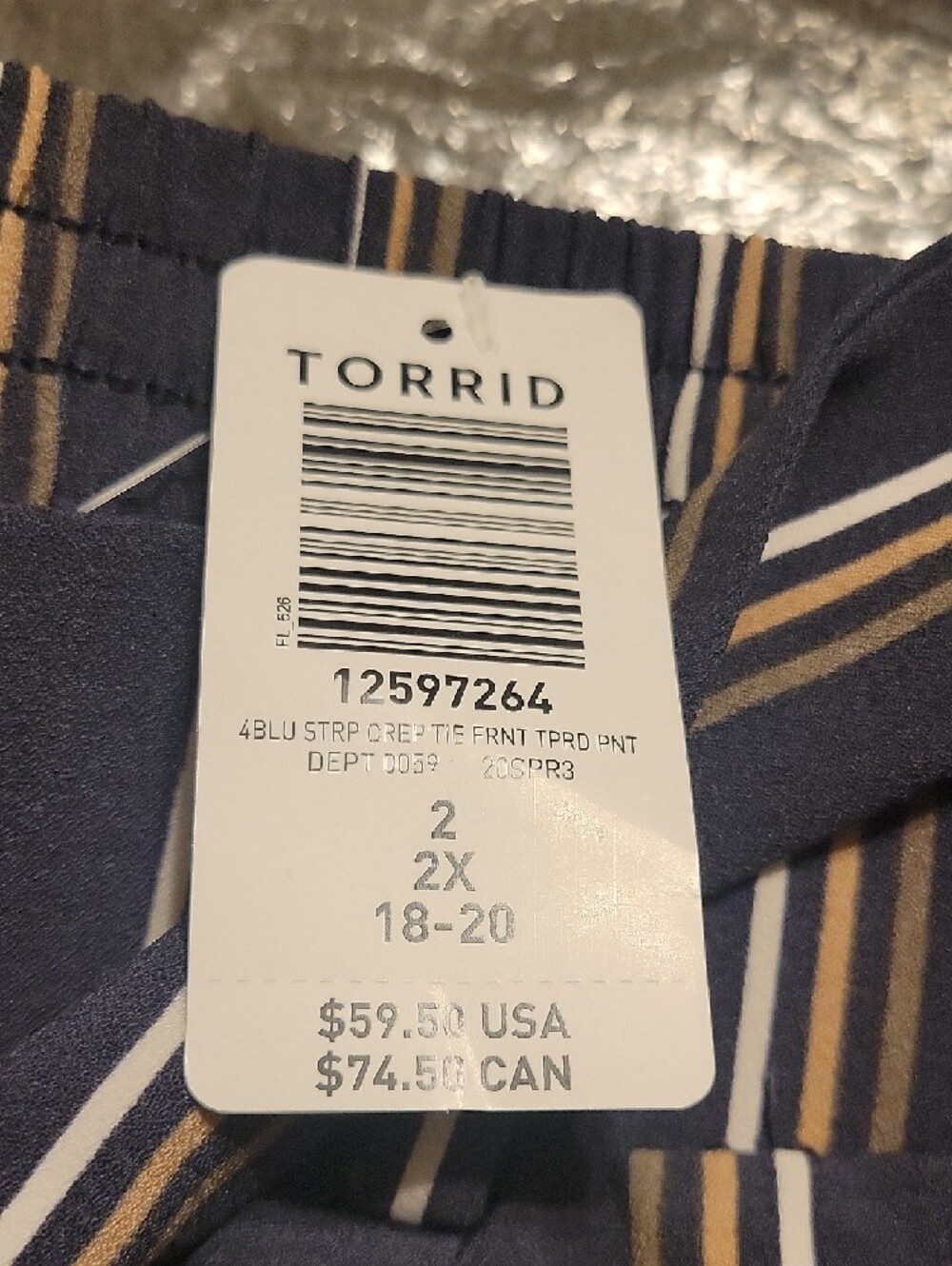 torrid Navy and White Striped Pull-On Ankle Pants - Picture 6 of 6